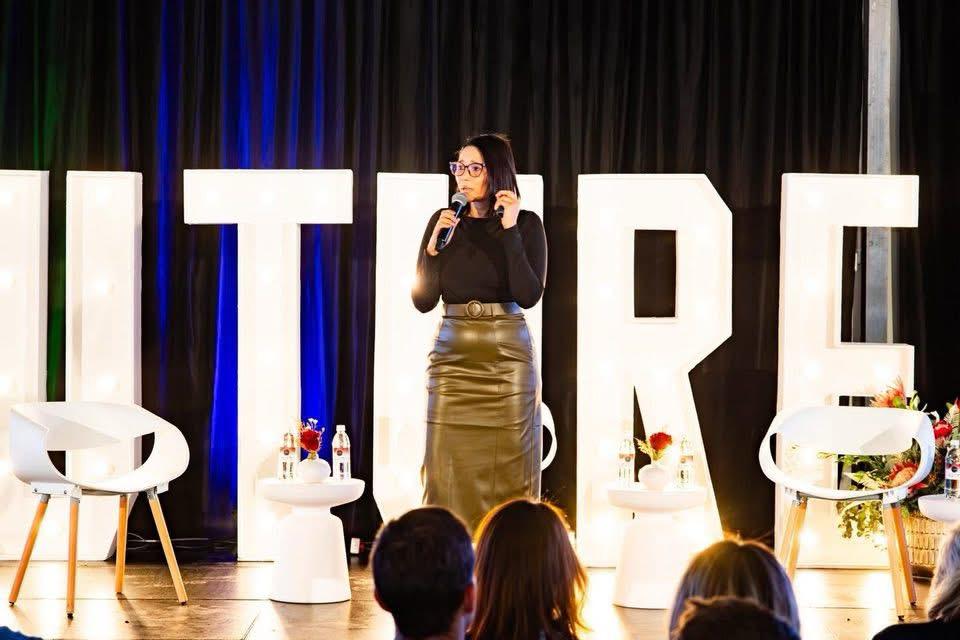 Lelanie Basson on stage at the Nedbank Future of Business Conference
